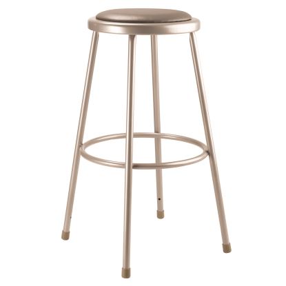 6400 Series Fixed Height Heavy Duty Vinyl Padded Steel Stool, Backless, Supports 500 lb, 30" Seat Height, Gray Seat/Base1