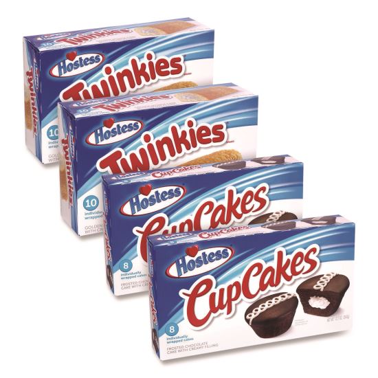 Twinkies and Chocolate CupCakes Variety Pack, (2) 13.58 oz 10 Pack Twinkies and (2) 12.7 oz 8 Pack CupCakes/Carton1