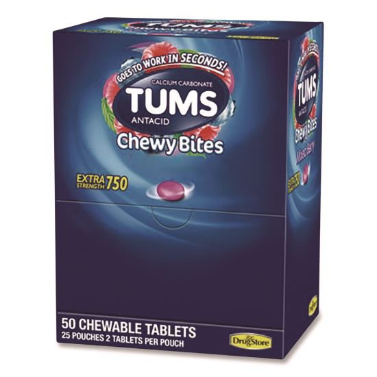 TUMS Antacid Chewy Bites, 2 Tablets/Pouch, 25 Pouches/Box1