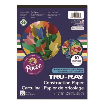 Tru-Ray Construction Paper, 9 x 12, Assorted Colors, 50 Sheets/Pad1