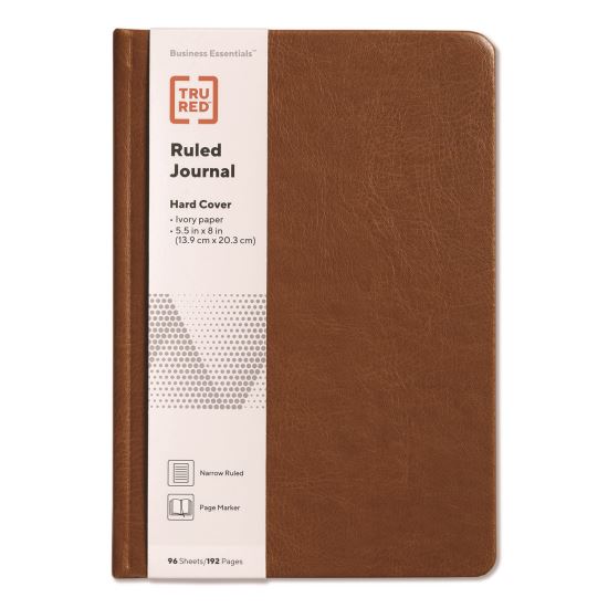 Hardcover Business Journal, Elastic Closure, 1-Subject, Narrow Rule, Cognac Cover, (96) 8 x 5.5 Sheets1