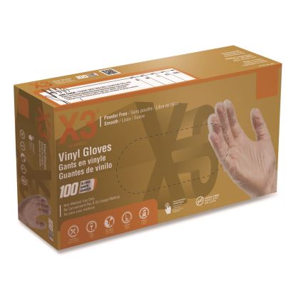 Industrial Vinyl Gloves, Small, Clear, 100/Box1