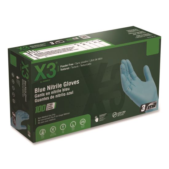 Industrial Nitrile Gloves, Small, Blue, 100/Box1