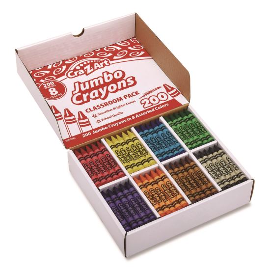 Jumbo Crayons, 8 Assorted Colors, 200/Pack1