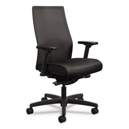 Ignition 2.0 4-Way Stretch Mid-Back Mesh Task Chair, Adjustable Lumbar Support, Black Vinyl Seat, Black Back/Base1