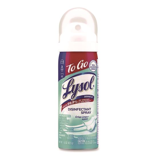 Disinfectant Spray To Go, Crisp Linen Scent, 1.5 oz, Aerosol Spray1