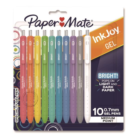 InkJoy Gel Bright Gel Pen, Retractable, Medium 0.7 mm, Assorted Ink, Assorted Barrel, 10/Pack1