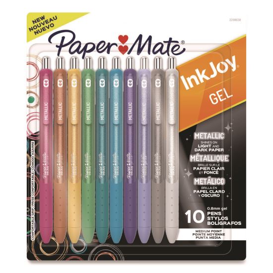 InkJoy Metallic Gel Pen, Retractable, Medium 0.8 mm, Assorted Ink, Assorted Barrel, 10/Pack1