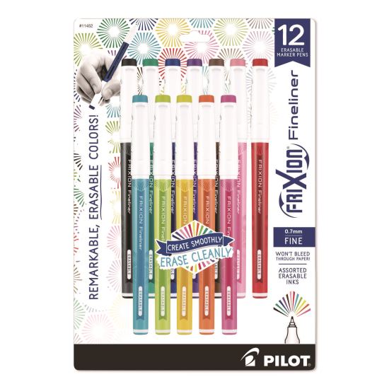 FriXion Fineliner Erasable Porous Point Pen, Stick, Fine 0.7 mm, Assorted Ink, Assorted Barrel, 12/Pack1