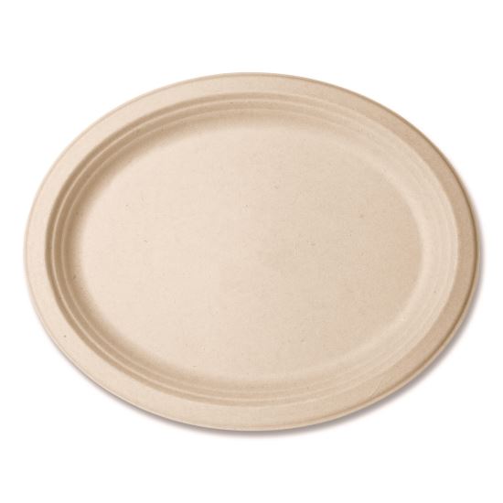 Nourish Molded Fiber Tableware, Compostable, Platter, Sugarcane, 8 x 10, White, 500/Carton1