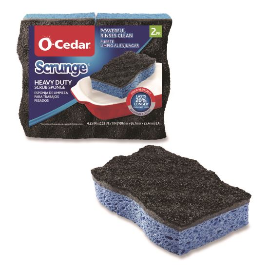 Scrunge Heavy-Duty Sponge, 2.63" x 4.25", 1" Thick, Black/Blue, 2/Pack1