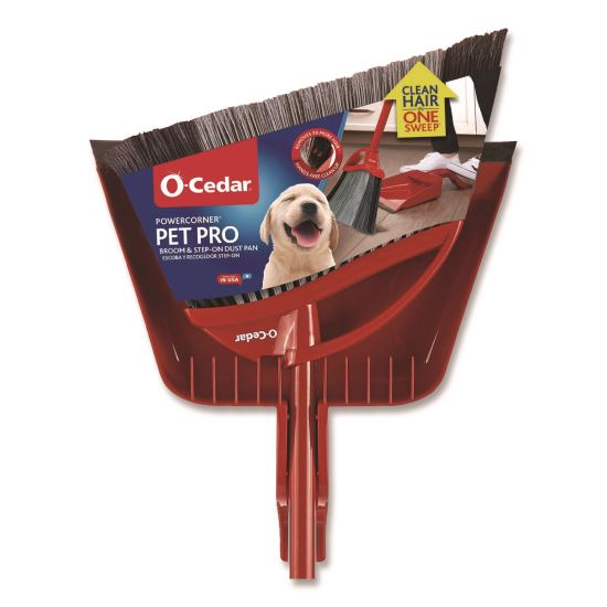 PowerCorner Pet Pro Broom and Step-On Dust Pan, 48" Handle, Red/Black/Gray1