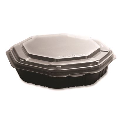 Creative Carryouts OctaView Hinged Lid Containers, 9.13 x 9.55 x 2.38, Black/Clear, Plastic, 100/Carton1