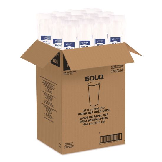 Double Sided Poly (DSP) Paper Cold Cups, 28 oz to 32 oz, White, 40 Cups/Sleeve, 12 Sleeves/Carton1