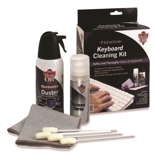 Premium Keyboard Cleaning Kit, 1.69 oz Spray, 3.5 oz Compressed Gas Duster, Microfiber Cleaning Cloth, Swabs1