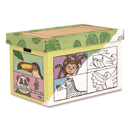 At Play Color in Toy Box, Animal Design, 1 Section, 5.25 Cu Ft, 28" x 18" x 18", White/Black1