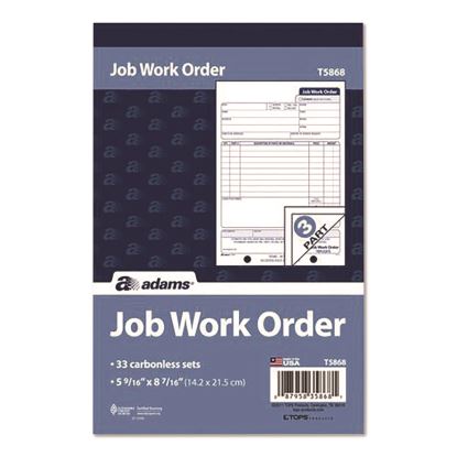 Multipart Job Work Order Pad, Three-Part Carbonless, 5.56 x 7.94, 33 Forms Total1