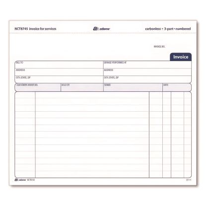 Multipart Service Invoice Pad, Three-Part Carbonless, 8.5 x 6.94, 50 Forms Total1