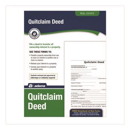 Quitclaim Deed Forms with Instructions and Free Downloads, One-Part (No Copies), 8.5 x 11, 4 Forms Total1