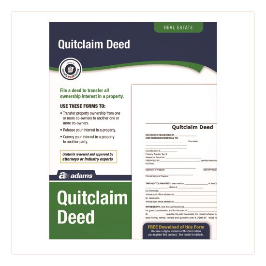 Quitclaim Deed Forms with Instructions and Free Downloads, One-Part (No Copies), 8.5 x 11, 4 Forms Total1