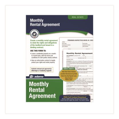 Month-to-Month Residential Rental Agreement Digital Download with Instructions, 8.5 x 11, Unlimited Number of Forms1