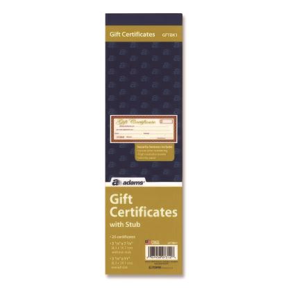 Gift Certificate with Stub Book, 7.81 x 3.25, Cream, 25 Certificates1