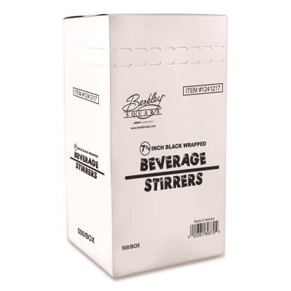 Wrapped Polypropylene Stirrers, 7.75", Black, 500/Box1