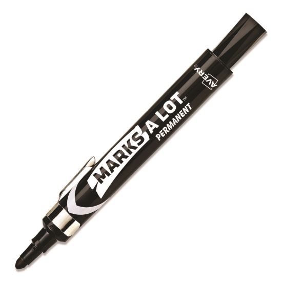 MARKS A LOT Large Desk-Style Permanent Marker with Metal Pocket Clip, Broad Bullet Tip, Black1