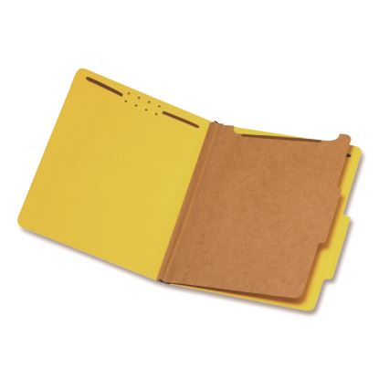 Reinforced Pressboard Classification Folders, 1.75" Expansion, 1 Divider, 4 Fasteners, Letter Size, Yellow Exterior, 10/Box1