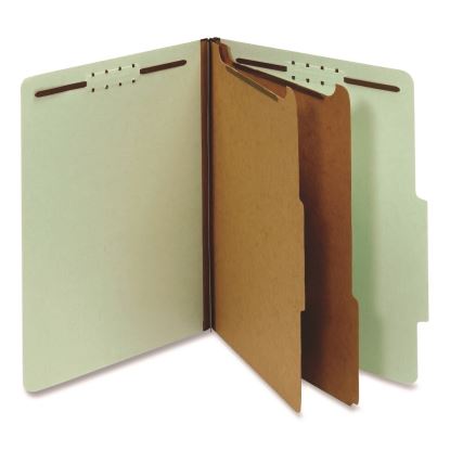 Reinforced Pressboard Classification Folders, 2.5" Expansion, 2 Dividers, 6 Fasteners, Letter Size, Green Exterior, 10/Box1