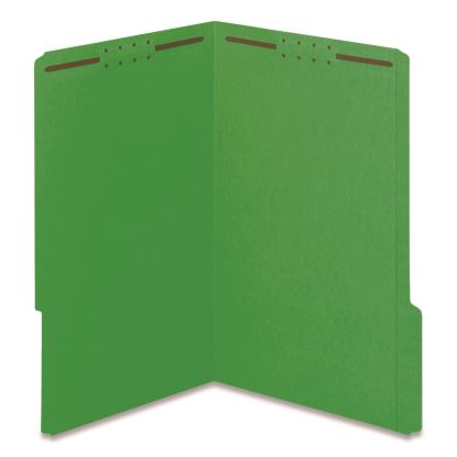 Colored Top Tab Fastener Folders, 2 Fasteners, Legal Size, Green Exterior, 50/Box1