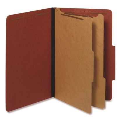 Reinforced Pressboard Classification Folders, 2.5" Expansion, 2 Dividers, 6 Fasteners, Legal Size, Red Exterior, 10/Box1