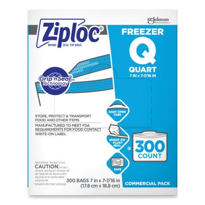 Zipper Freezer Bags, 32 oz, 7" x 7.75", Clear, 300/Carton1