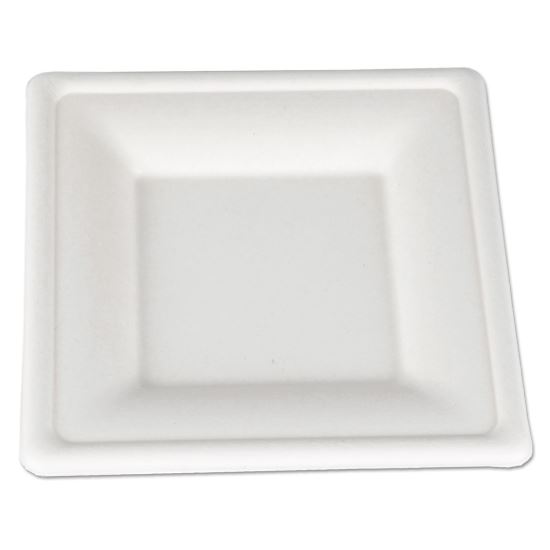 ChampWare Molded Fiber Tableware, Plate, Sugarcane, 6 x 6, White, 125/Pack, 4 Packs/Carton1