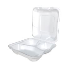 ChampWare Molded-Fiber Clamshell Containers, 8 x 8, White, Sugarcane, 200/Carton1