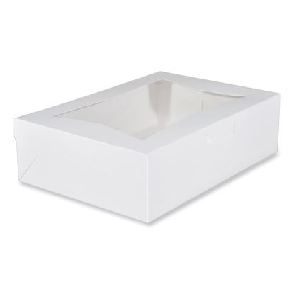 White Window Bakery Boxes with Tuck-in Lid, 10 x 14 x 4, White, Paper, 100/Carton1