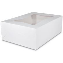 White Window Bakery Boxes with Tuck-in Lid, 14 x 10 x 6.5, White, Paper, 100/Carton1