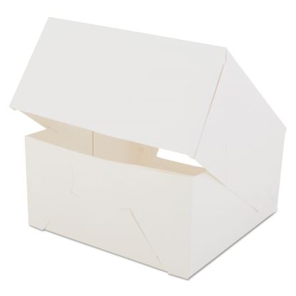 White Window Bakery Boxes with Attached Flip Top, 4-Corner Beers Design, 8 x 8 x 4, White, Paper, 150/Carton1