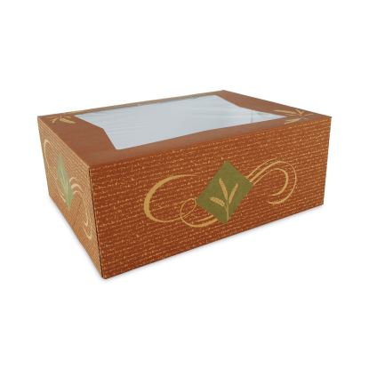 Hearthstone Window Bakery Boxes with Attached Flip Top, 4-Corner Beers Design 14 x 10 x 4, Brown, Paper, 100/Carton1