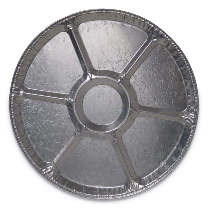 Aluminum Cater Trays, 7-Compartment Lazy Susan, 16" Diameter x 0.81" h, Silver, 50/Carton1