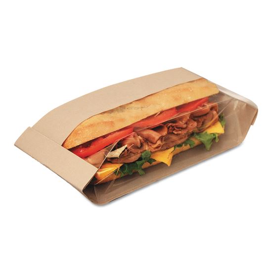 Dubl View Sandwich Bags, 11.75" x 4.25" x 2.75", Natural Brown/Clear, 500/Carton1