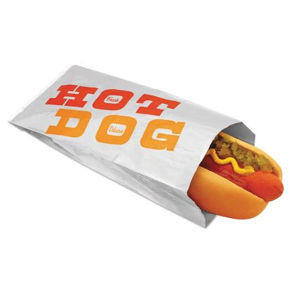 Foil/Paper Bag, King Hot Dog Labeling, 12" x 1.5" x 3.5", Silver/Red/Orange, 1,000/Carton1