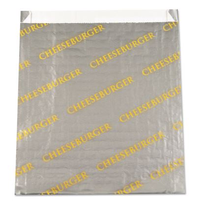 Foil/Paper Bag, Cheeseburger Labeling, 6" x 0.75" x 6.5", Silver/Yellow, 1,000/Carton1