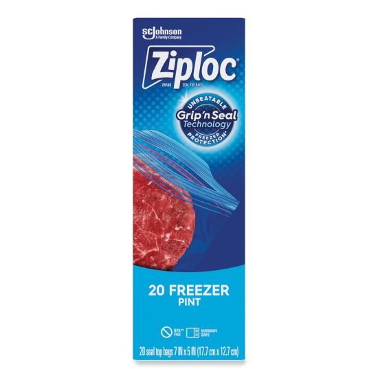 Zipper Freezer Bags, 16 oz, 7" x 5", Clear, 240/Carton1