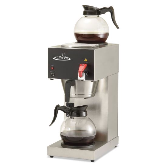 Two-Burner Institutional Coffee Maker, 12-Cup, 9 x 16.5 x 19, Stainless Steel1