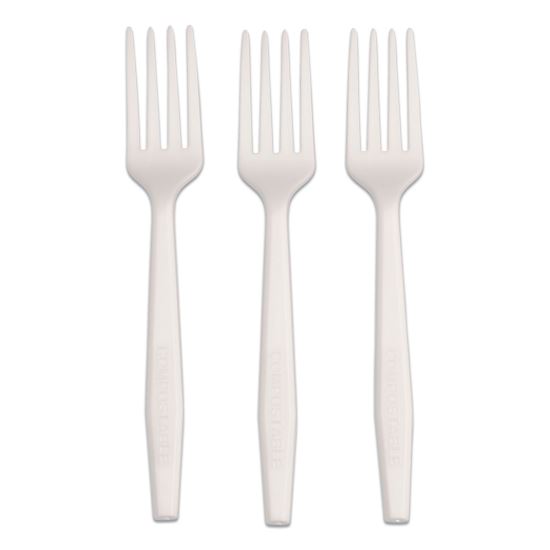 CPLA Cutlery, Heavyweight Fork, Plastic, White, 1,000/Carton1