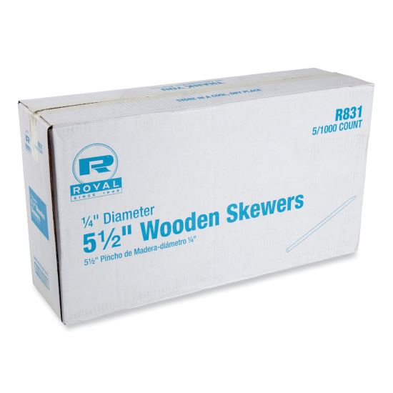 Wooden Skewers, 5.5", Natural, 1,000/Box, 5 Boxes/Carton1