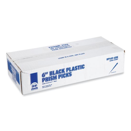 Prism Picks, Plastic, 6", Black, 500/Box, 5 Boxes/Carton1