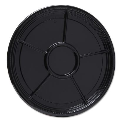 Caterline Casuals Thermoformed Platters, 6 Compartments, 16" Diameter, Black, Plastic, 25/Carton1