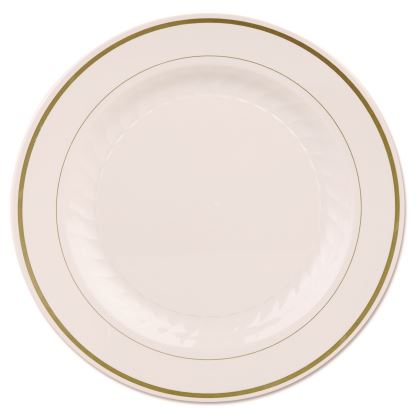 Masterpiece Plastic Plates, 10.25" dia, Ivory/Gold, 10/Pack, 12 Packs/Carton1